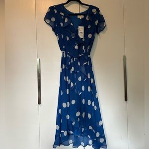 Blue and white polkadot dress size small new with tags (petite)